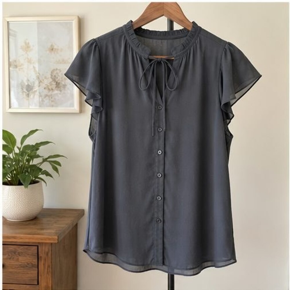 Charcoal Ruffle Blouse